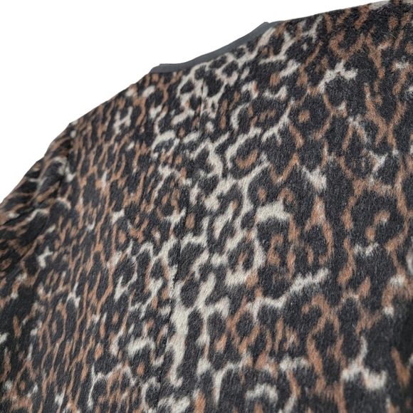 Old Navy Faux Fur Animal Print Faux Leather Trim Open Coatigan Size Small Womens - Picture 8 of 10